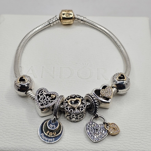 ♥️ 8pc Authentic Pandora LOVE BRACELET GIFT 🎁 SET With 14k GOLD - Picture 6 of 14